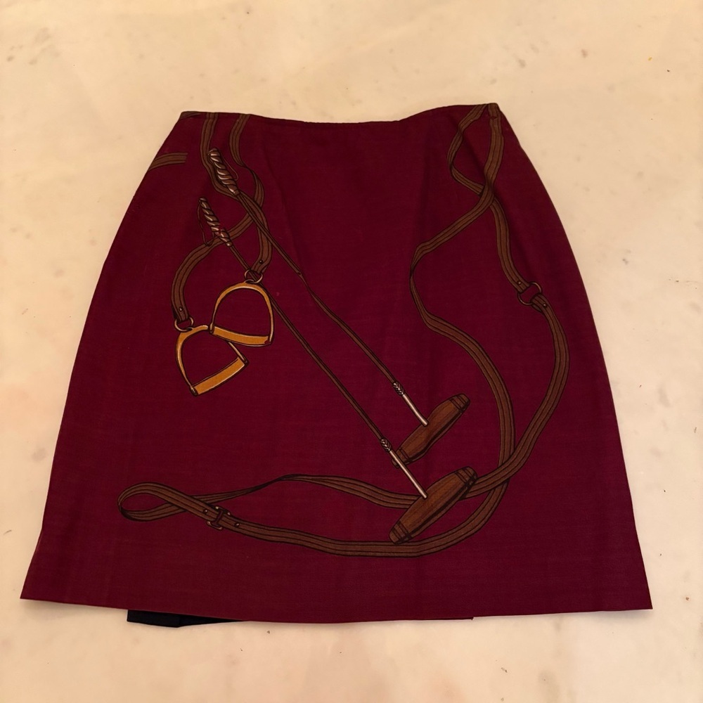 Ralph Lauren Vintage 80s Equestrian Mini Skirt Horse Bit Stirrup Wool Wrap Short - Picture 4 of 16